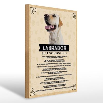 Cartel de madera que dice 30x40cm Animales Labrador Reglas de la casa Perros