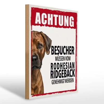 Cartello in legno 30x40 cm con scritta "attenzione agli animali Rodhesian Ridgeback".