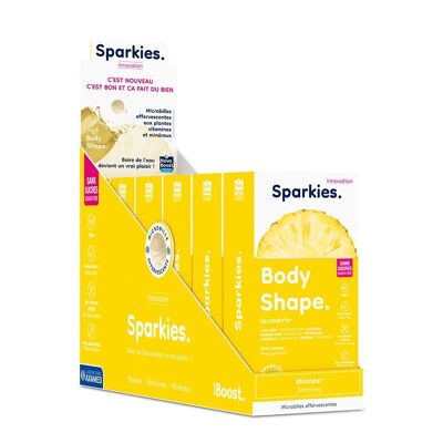 BODY SHAPE. Silhouette. Pineapple taste. Food supplement to drink triple action: Supplementation + Flavoring of water + Hydration