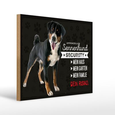 Cartello in legno con scritta Sennenhund Security my house 40x30 cm