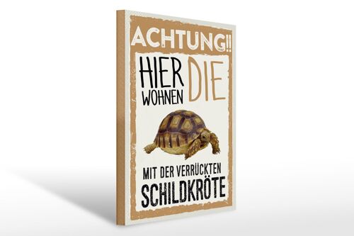 Holzschild Spruch 30x40cm Tiere Achtung hierkröte