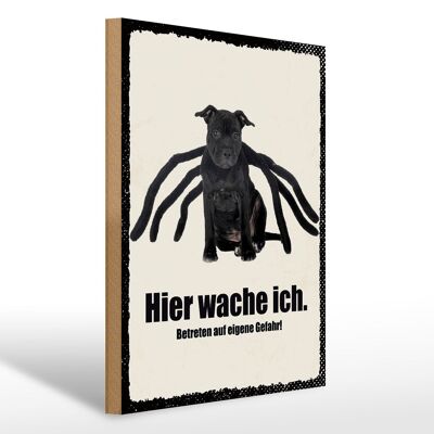 Holzschild Spruch 30x40cm Hund hier wache ich eigene Gefahr