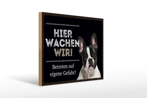 Holzschild Spruch 40x30cm Tiere French Bulldog Betreten auf eigene