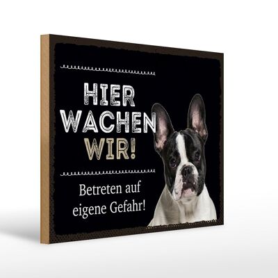 Holzschild Spruch 40x30cm Tiere French Bulldog Betreten auf eigene