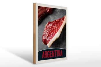 Panneau en bois voyage 30x40cm Argentine Steak Viande Vache Bœuf 1