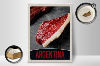 Panneau en bois voyage 30x40cm Argentine Steak Viande Vache Bœuf 2