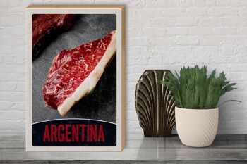 Panneau en bois voyage 30x40cm Argentine Steak Viande Vache Bœuf 3