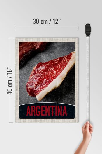 Panneau en bois voyage 30x40cm Argentine Steak Viande Vache Bœuf 4