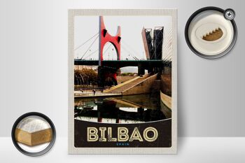 Panneau en bois voyage 30x40cm Bilbao Espagne pont vacances 2