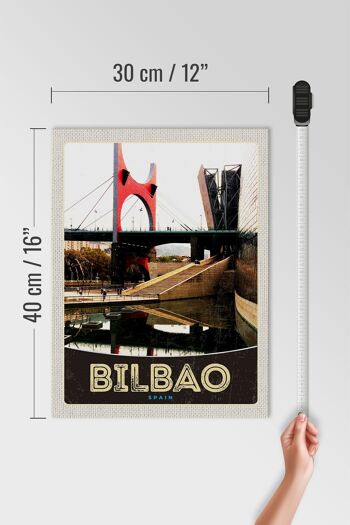 Panneau en bois voyage 30x40cm Bilbao Espagne pont vacances 4