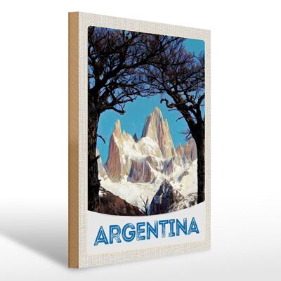 Cartel de madera viaje 30x40cm Caminata por las montañas de Argentina