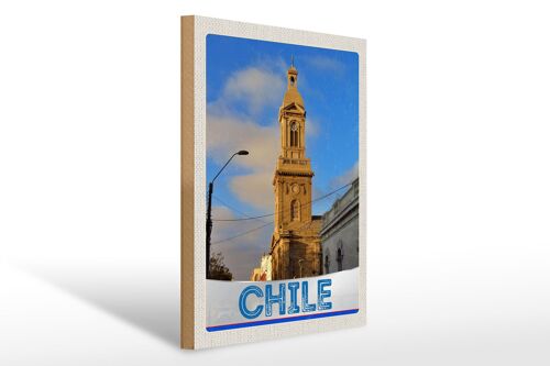 Holzschild Reise 30x40cm Chile Stadt Architektur Europa