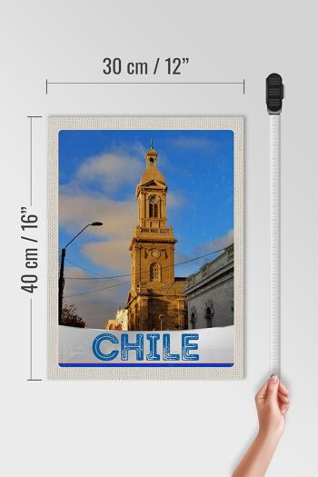 Panneau en bois voyage 30x40cm Chili architecture ville Europe 4