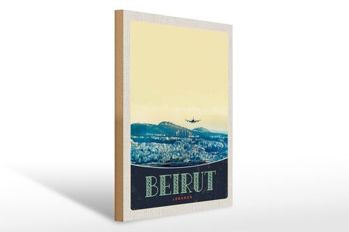 Holzschild Reise 30x40cm Beirut Hauptstadt Libanon Urlaub