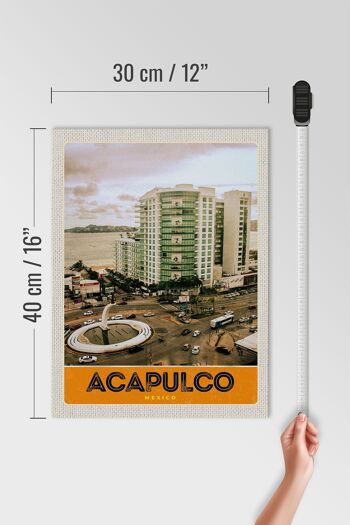 Panneau en bois voyage 30x40cm Acapulco Mexique gratte-ciel du centre-ville 4