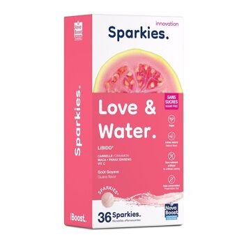 LOVE & WATER. Libido. Goût Goyave . Complément alimentaire à boire triple action : Supplémentation + Aromatisation de l’eau + Hydratation 2