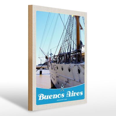 Cartel de madera viaje 30x40cm Barco Buenos Aires Argentina