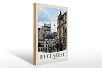 Panneau en bois voyage 30x40cm Bucarest Roumanie capitale vacances 1