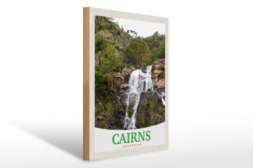 Holzschild Reise 30x40cm Cairns Australien Wasserfall Natur