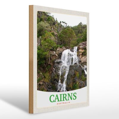 Cartel de madera viaje 30x40cm Cairns Australia cascada naturaleza