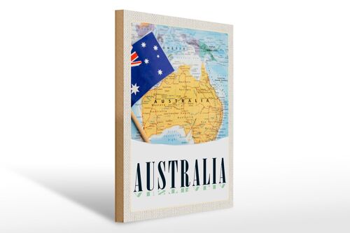 Holzschild Reise 30x40cm Australien Kontinent Atlas Karte