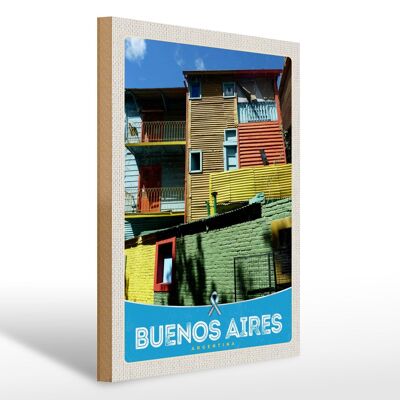 Cartello in legno da viaggio 30x40cm Case Buenos Aires Argentina