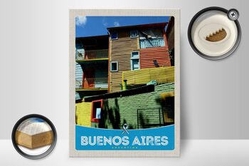 Panneau en bois voyage 30x40cm Maisons de Buenos Aires Argentine 2