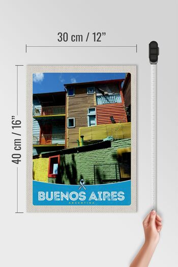 Panneau en bois voyage 30x40cm Maisons de Buenos Aires Argentine 4