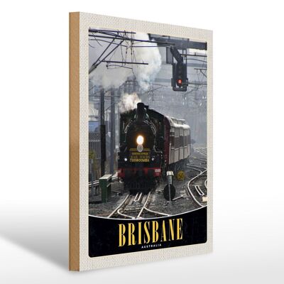 Holzschild Reise 30x40cm Brisbane Australien Lokomotive