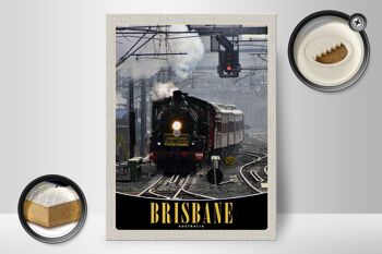 Panneau en bois voyage 30x40cm Locomotive Brisbane Australie 2