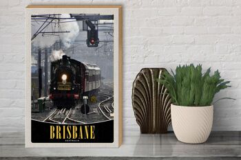 Panneau en bois voyage 30x40cm Locomotive Brisbane Australie 3