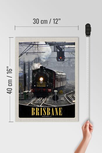 Panneau en bois voyage 30x40cm Locomotive Brisbane Australie 4