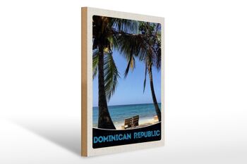 Panneau en bois voyage 30x40cm République Dominicaine plage palmiers 1