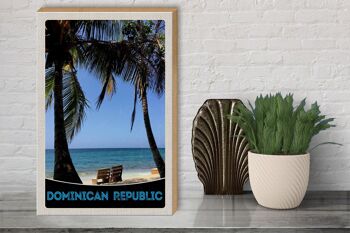 Panneau en bois voyage 30x40cm République Dominicaine plage palmiers 3
