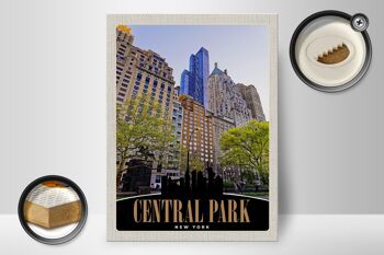 Panneau en bois voyage 30x40cm Central Park USA Gratte-ciel New York 2