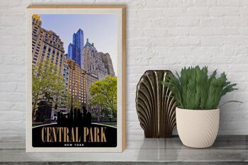 Panneau en bois voyage 30x40cm Central Park USA Gratte-ciel New York 3