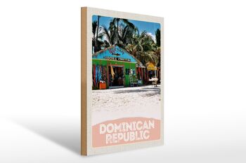 Panneau en bois voyage 30x40cm République Dominicaine Beach Shop 1