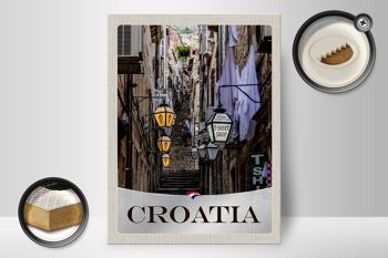 Panneau en bois voyage 30x40cm, lanterne d'escalier de la vieille ville de Croatie 2