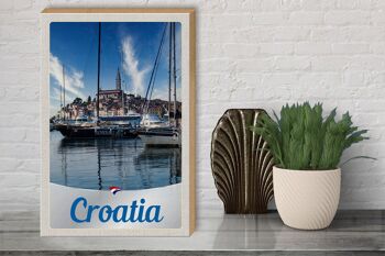 Panneau en bois voyage 30x40cm Croatie yacht ville mer vacances 3