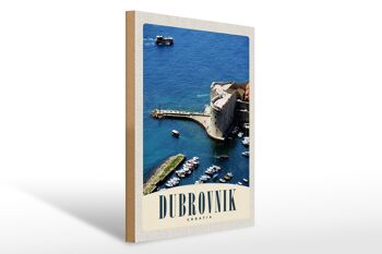 Panneau en bois voyage 30x40cm tour de mer Dubrovnik Croatie 1
