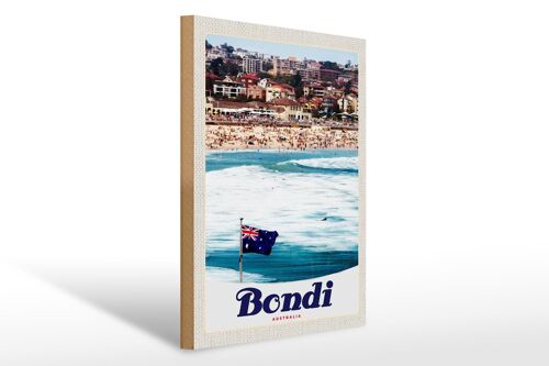 Holzschild Reise 30x40cm Bondi Australien Urlaub Strand