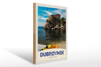 Panneau en bois voyage 30x40cm Dubrovnik Croatie architecture marine 1