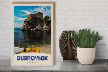 Panneau en bois voyage 30x40cm Dubrovnik Croatie architecture marine 3