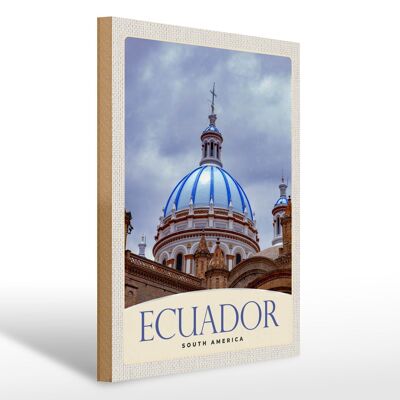 Cartel de madera viaje 30x40cm Ecuador Sudamérica iglesia ciudad