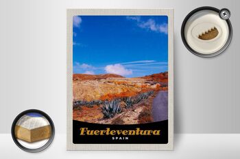Panneau en bois voyage 30x40cm Fuerteventura Espagne montagnes du désert 2