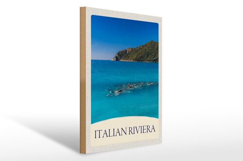 Holzschild Reise 30x40cm Italien Riviera Strand blau Meer