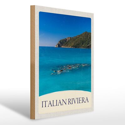 Holzschild Reise 30x40cm Italien Riviera Strand blau Meer