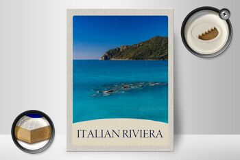 Panneau en bois voyage 30x40cm Italie Riviera plage mer bleue 2