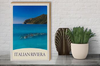 Panneau en bois voyage 30x40cm Italie Riviera plage mer bleue 3