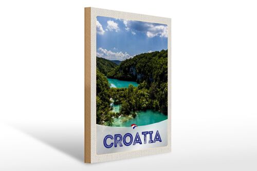 Holzschild Reise 30x40cm Kroatien Meer Natur Urlaub Berge